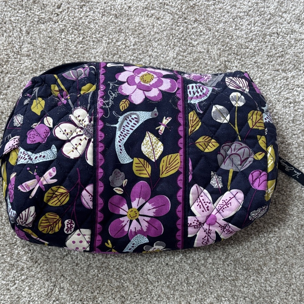 Vera Bradley Floral Cosmetic Bag - Black and Pink